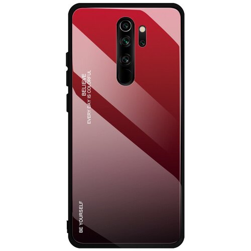 фото Чехол-бампер mypads для xiomi redmi 8 стеклянный из закаленного стекла с эффектом градиент зеркальный блестящий переливающийся красный