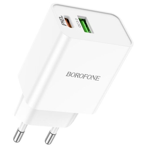 Сетевое зарядное устройство СЗУ USB+PD 3.0A BA69A Borofone с кабелем Type-C /Type-C , белый зарядное устройство адаптер borofone ba55a crown speed pd20w qc3 0 eu usb a type c белая