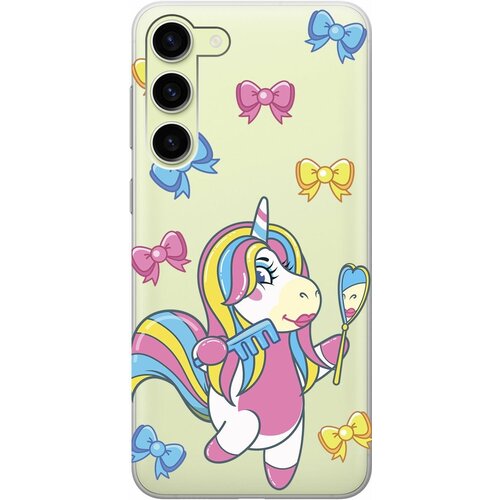 Силиконовый чехол с принтом Lady Unicorn для Samsung Galaxy S23+ / Самсунг С23 Плюс силиконовый чехол на samsung galaxy s23 самсунг с23 плюс с 3d принтом amazing peonies прозрачный