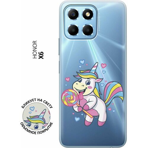 Силиконовый чехол с принтом Unicorn and candy для Honor X6 / X8 5G / Хонор Х6 / Х8 5Г силиконовый чехол на honor x6 хонор х6 летящие одуванчики прозрачный