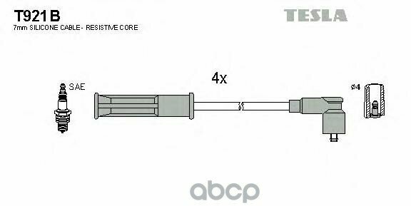 Провода Зажигания Tesla T921b (Renault) Oem 7700273826, 8200506297 (К1) TESLA арт. T921B