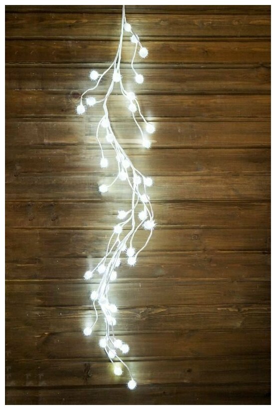 Гирлянда 48 холодных белых LED-огней, 1,2+5 м, белый провод, Kaemingk