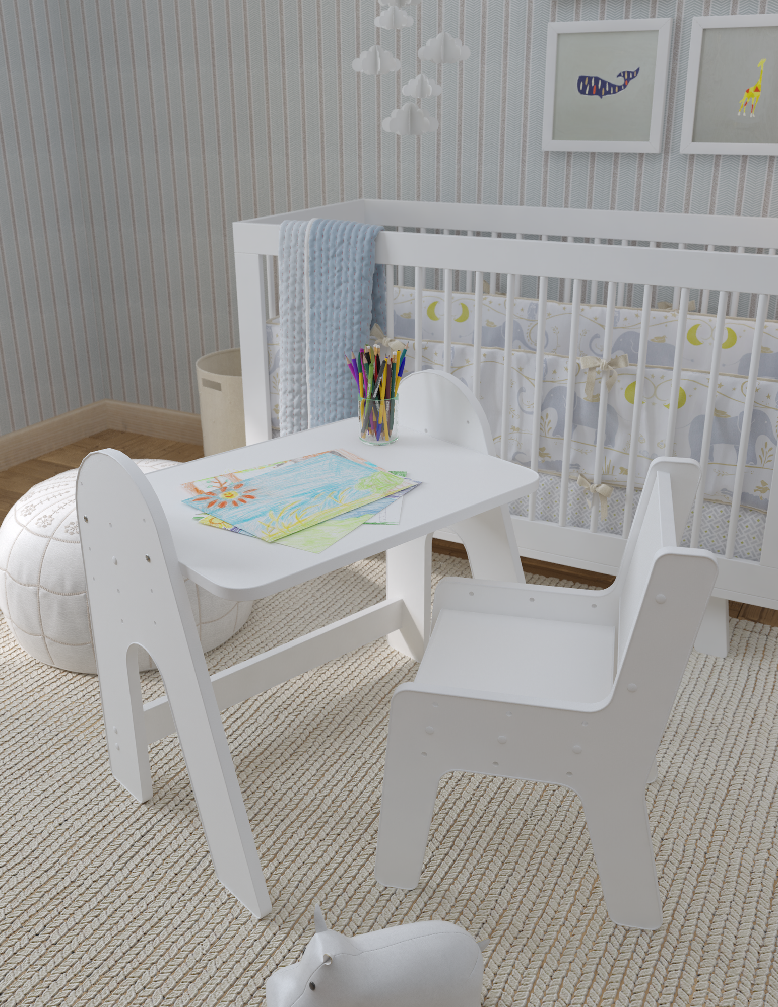 Растущий стул и стол (парта) детские Белый - фотография № 3