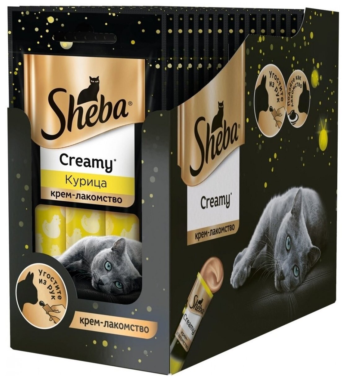 Лакомство для кошек Sheba Крем Creamy с курицей блистер 3 крема х 20 шт - фотография № 1