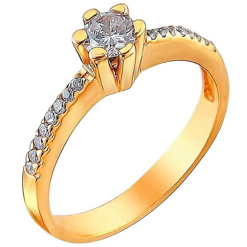 фото Эстет кольцо с 17 фианитами из серебра с позолотой 01к1510769а, размер 17