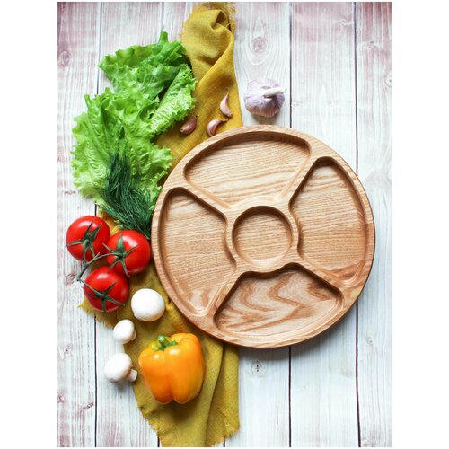Менажница / менажница деревянная / понос деревянный / тарелка для закусок / блюдо / тарелка для сервировки стола / сервировочная тарелка деревянная /посуда
