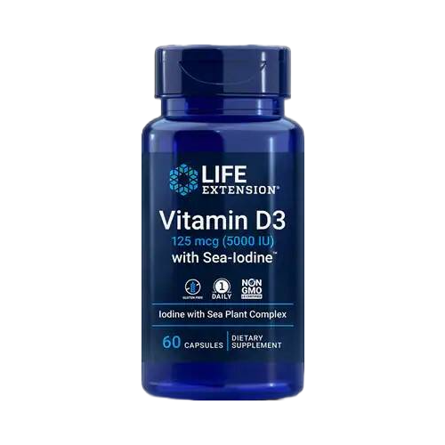 LIFE Extension Vitamin D3 with Sea-Iodine 125 mcg (5000 IU), 60 капс.