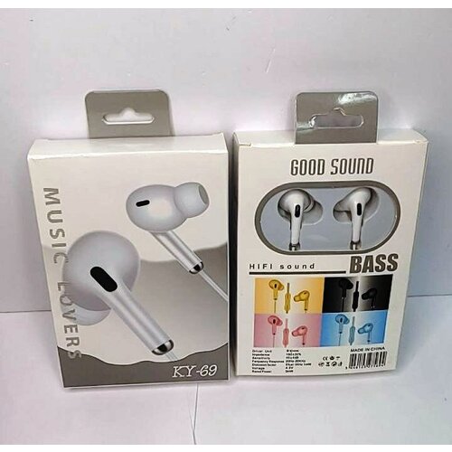 Наушники проводные гарнитура белые вакуумные KY69 20500₽