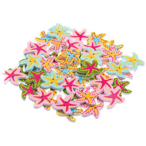 фото Белоснежка 901-db пуговицы декоративные морские звезды 50 шт. 2 см. цветные / для оформления открыток, скрапбукинга, игрушек, кукол