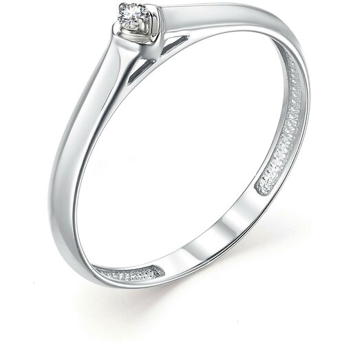 фото Алькор кольцо с 1 бриллиантом из белого золота 13229-200, размер 16