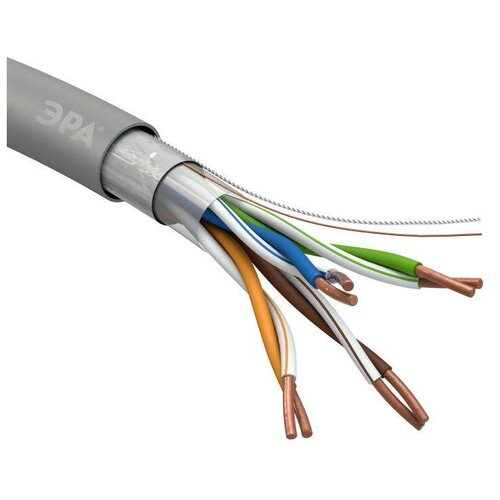 кабель витая пара f utp кат 5e 4х2х24awg solid cu pvc сер м эра б0044688 Кабель витая пара F/UTP кат.5e 4х2х24AWG solid CU PVC сер. 305м (м) Эра Б0044688