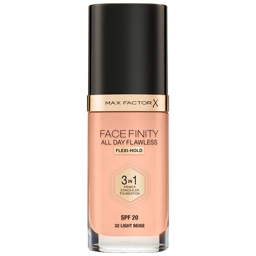 фото Max factor тональная эмульсия facefinity all day flawless 3-in-1, spf 20, 30 мл/60 г, оттенок: 32 light beige