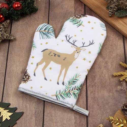 Варежка Доляна Олени 26х16 см 100 пэ 464₽