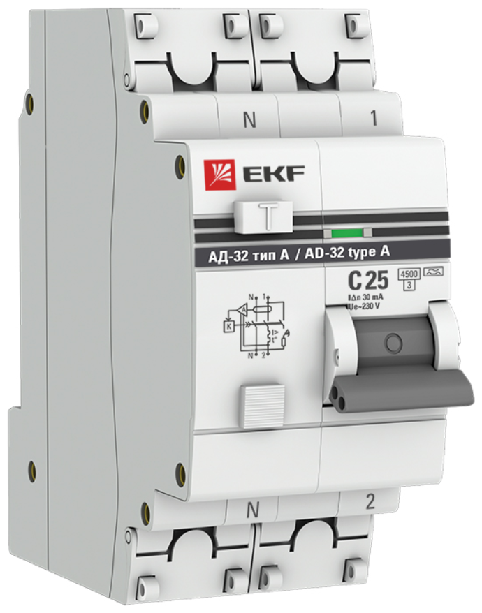 Дифференциальный автомат EKF АД-32 тип А 2П A 4.5 кА A электронный