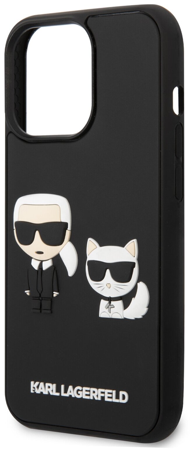 Lagerfeld для iPhone 14 Pro Max чехол 3D Rubber Karl and Choupette Hard Black