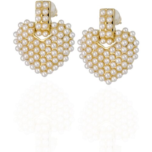 Серьги с подвесками LN ONE, жемчуг имитация, золотой, белый