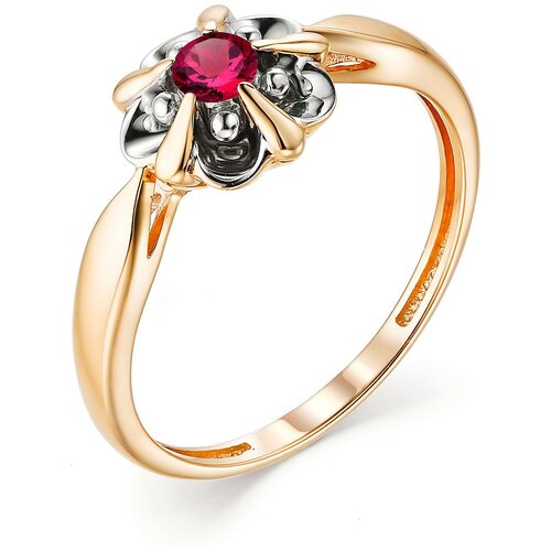 фото Алькор кольцо с 1 рубином из красного золота 13169-103, размер 19.5