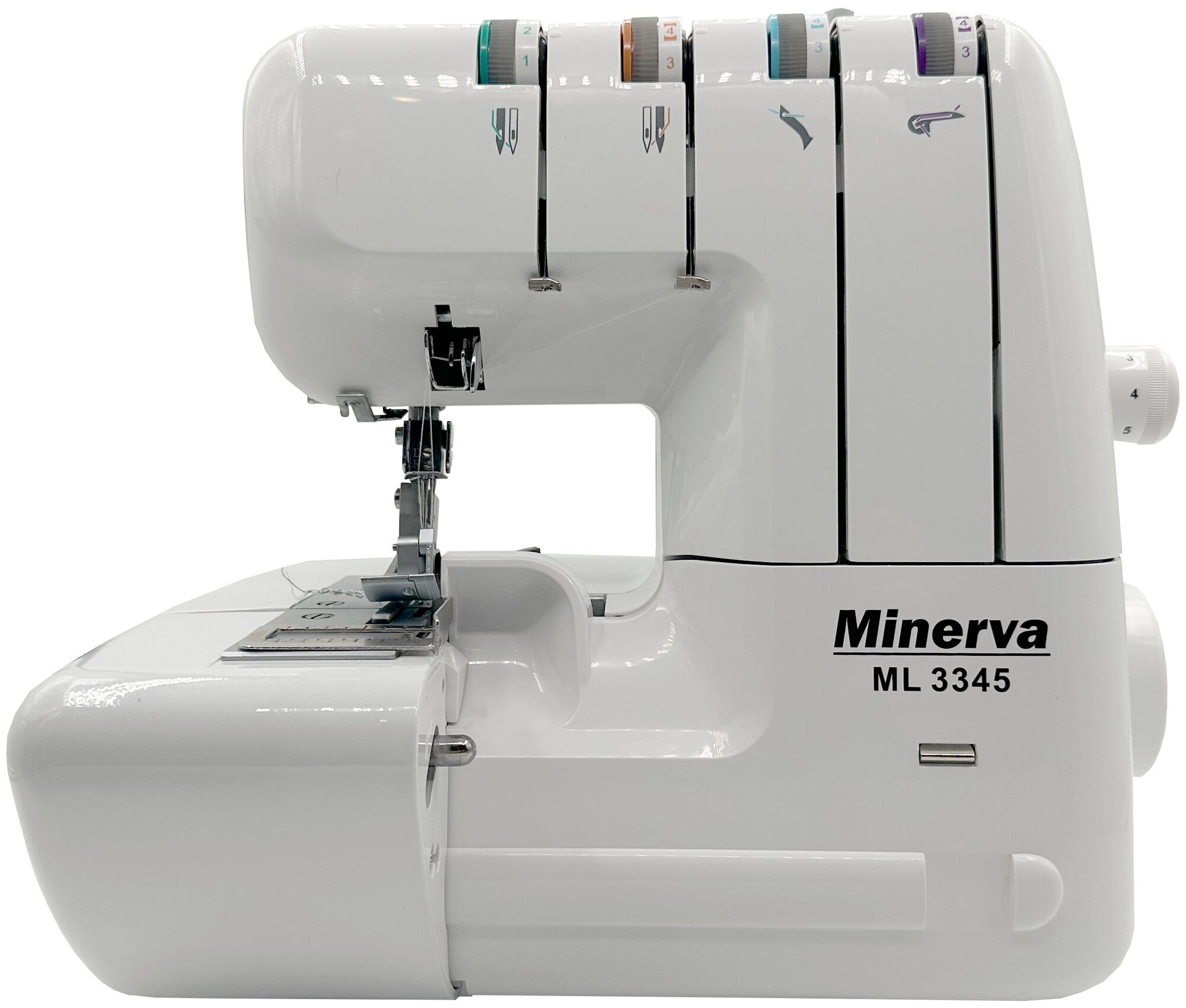 Оверлок Minerva ML 3345 / Оверлок для всех типов тканей / отключаемый нож / шов ролевый / шов Flatlock / 2.3.4 ниточный оверлок