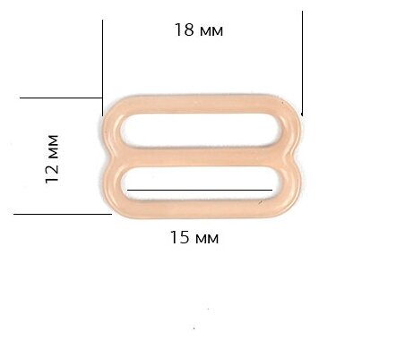Пряжка регулятор для бюстгальтера металл TBY-74010 15мм цв. бежевый, уп.20шт