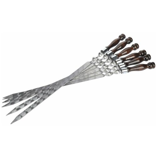 Шампур с деревянной ручкой из нержавеющей стали (500х12х3 мм.)