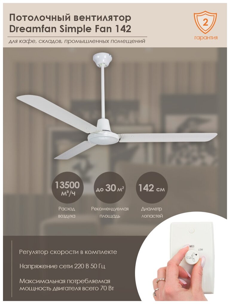 Потолочный вентилятор DREAMFAN Simple Fan 142 (50142DFN)