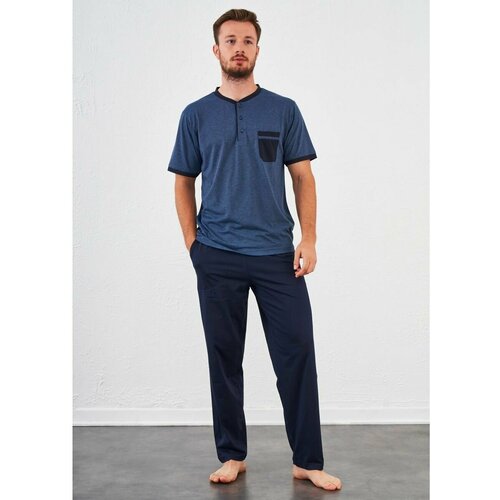 Пижама Relax Mode, футболка, брюки, размер 46, синий