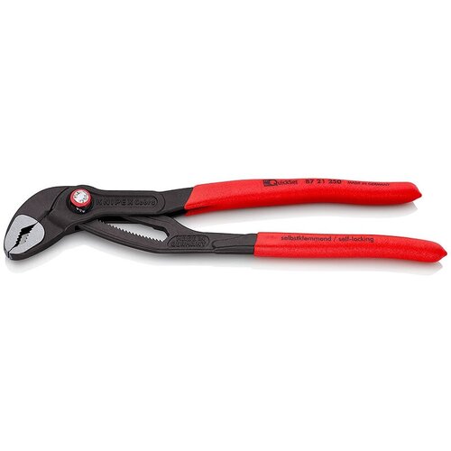 Клещи переставные KNIPEX COBRA® QuickSet зев 50 мм (2), длина 250 мм, фосфатированные, обливные ручки, SB нож 16 20 50 sb – knipex – 4003773082705