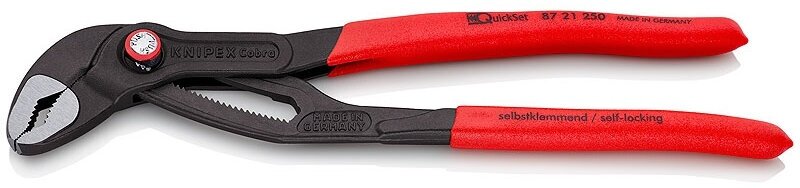 Клещи переставные KNIPEX COBRA® QuickSet зев 50 мм (2") длина 250 мм фосфатированные обливные ручки SB