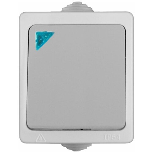 Выключатель UNIVersal Аллегро, одноклавишный, IP-54, 10А, 220В, с подсветкой, цвет: серый