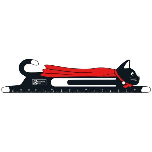 Феникс+ (канцтовары) Линейка-закладка Черный кот, 15 см феникс канцтовары линейка корги 15 см