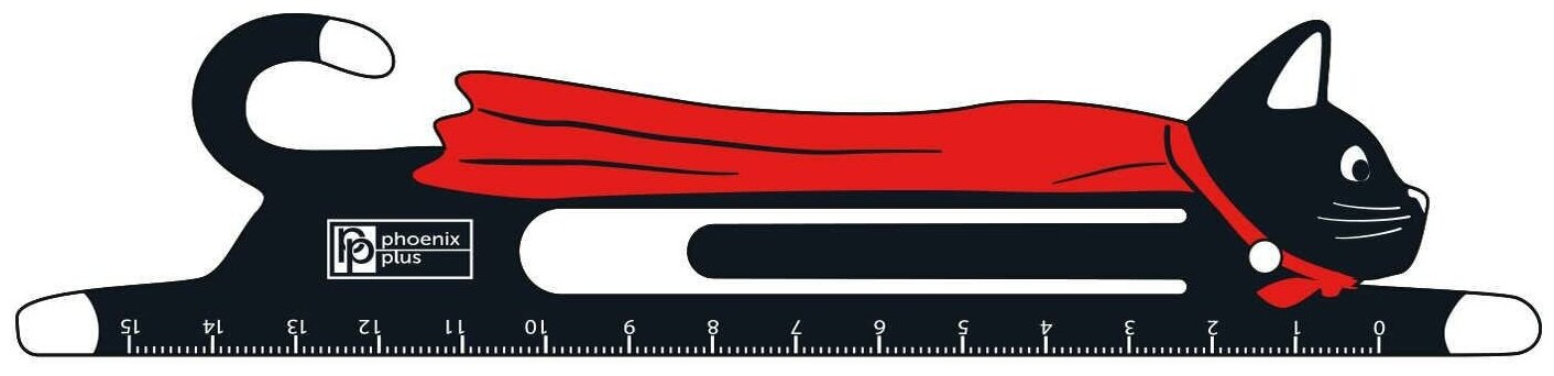 Феникс+ (канцтовары) Линейка-закладка "Черный кот", 15 см