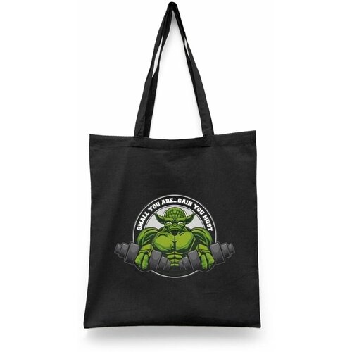 фото Сумка-шоппер унисекс каждому своё "gym/зал/качок/спортсмен" черная