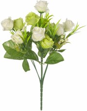 Цветы искусственные Engard "Роза в букете", цвет: белый, желтый, высота 27 см