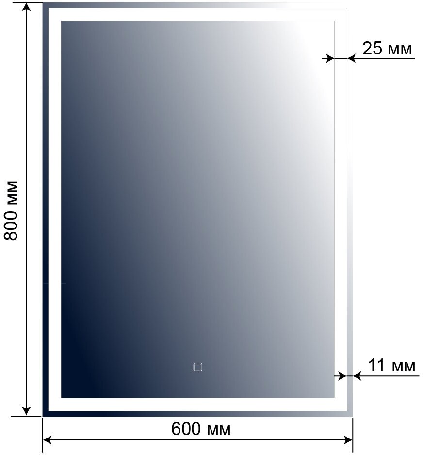 Зеркало с LED подсветкой OBERIAL 60x80см (тёплый свет 3000К, прямоугольное настенное для ванной сенсорное выключение) - фотография № 11