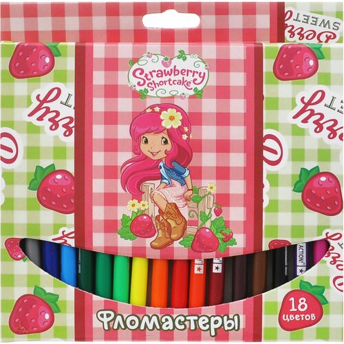 Фломастеры смываемые 18 цветов Action Strawberry Shortcake