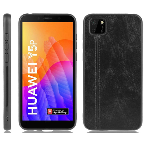 фото Чехол mypads для honor 9s (dua-lx9) / huawei y5p из качественного износостойкого силикона с декоративным дизайном под кожу с тиснением черный