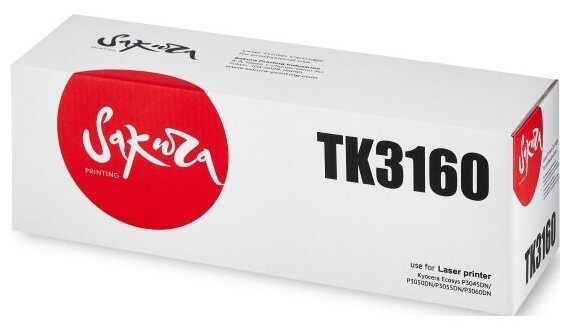 Тонер Картридж Sakura Printing TK3160 для Kyocera Mita ECOSYS p3045dn/ p3050dn/ p3055dn/ p3060dn, черный, 12 500 к.