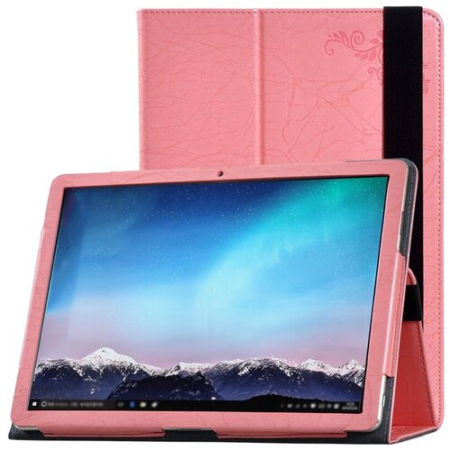 фото Чехол mypads для huawei matebook (hz-w09/ w19) с визитницей и держателем для руки розовый натуральная кожа prestige бизнес класса