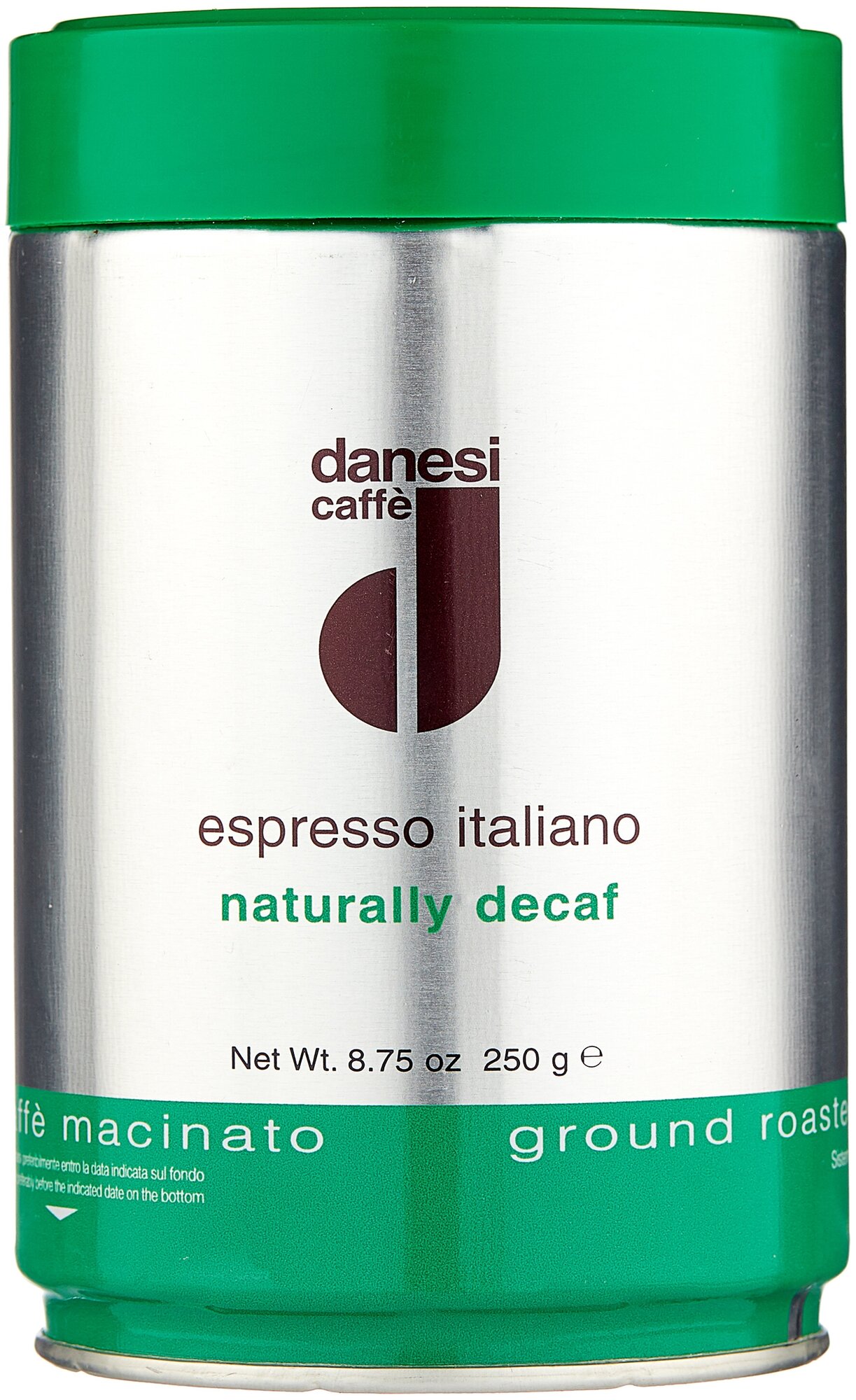 Кофе молотый Danesi Decaf (Эспрессо без кофеина), ж/б, 250гр - фотография № 1