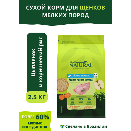 Guabi Natural Puppy сухой корм для щенков мелких пород цыпленок и коричневый рис 1 кг