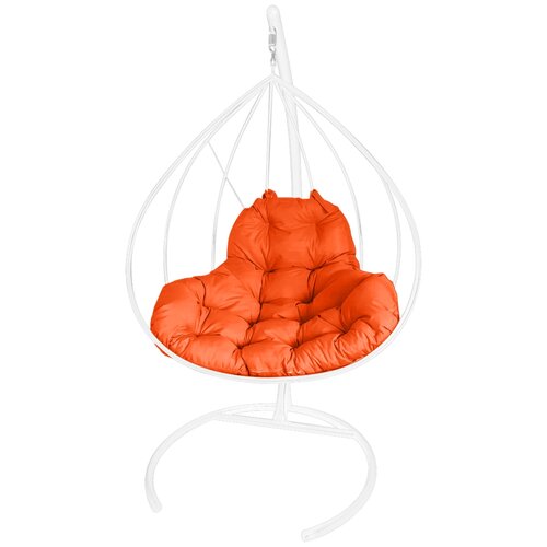 Подвесное кресло XL без ротанга белое , оранжевая подушка подвесное кресло ротанг белое оранжевая подушка