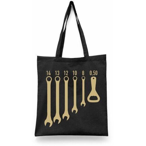 фото Сумка-шоппер унисекс каждому своё "пиво/beer/открывашка" черная