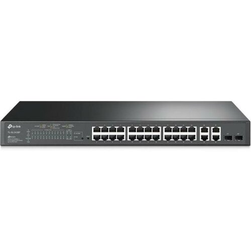 JetStream 24-port 10/100Mbps + 4-port Gigabit L2 Smart Switch with 24-port PoE+, PoE budget up to 250W, support PoE power management, with abundant L2