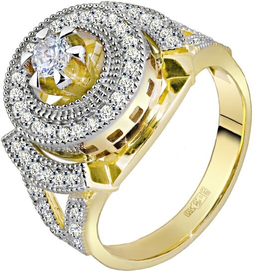 Кольцо Юверос желтое золото, 585 проба, бриллиант