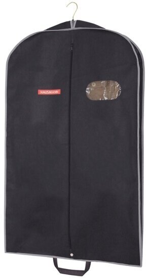 Чехол для одежды Hausmann объемный HM-701003AG с овальным окном ПВХ и ручками 60*100*10, черный