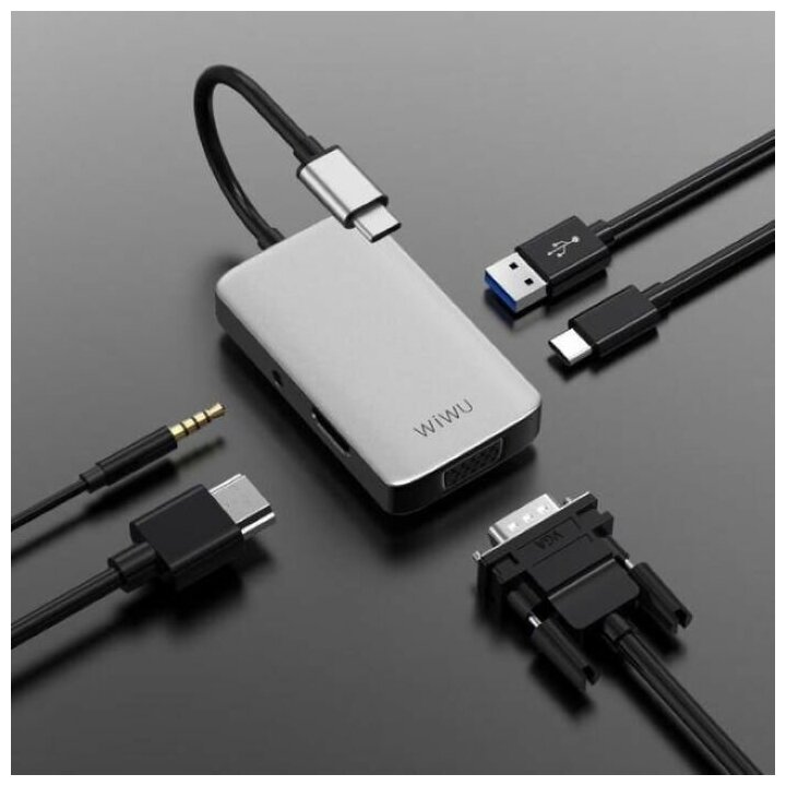 USB-концентратор Wiwu Alpha 513HVP (серый)