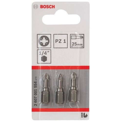 Набор 3 бит Bosch 25ММ PZ1 XH 2607001554 .