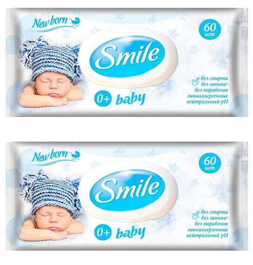 SMILE W BABY Фитолиния Влажные салфетки 60 шт (2уп)