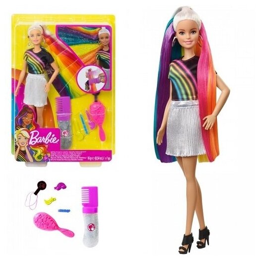 Кукла Barbie Блондинка с радужными волосами - фото №20