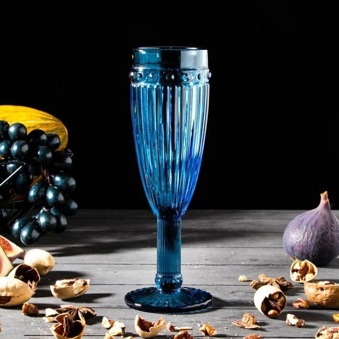 Бокал стеклянный для шампанского «Босфор» 180 мл 7×20 см цвет синий
